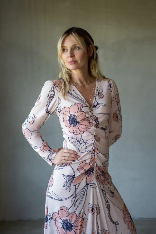 Sukienka z wiskozy midi dress rose