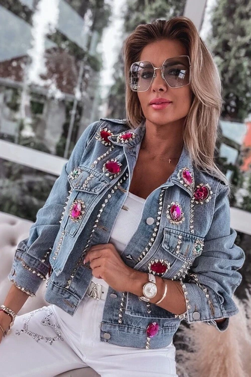 Katana jeansowa z dżetami shine premium