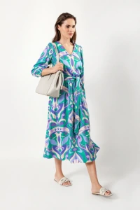 Molton.pl - Sukienka midi z wiskozy w kolorowy print