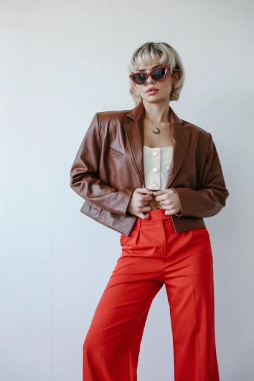 Kurtka skórzana alexa cropped russet