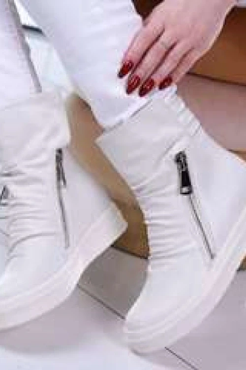 Biae trampki sneakersy na niskim koturnie /c3-2 13325 t194/