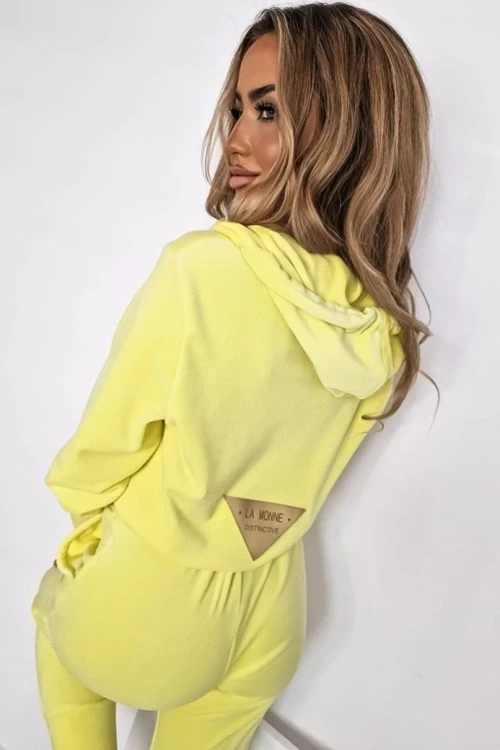 Komplet dresowy welurowy bananowy velvet zips n387