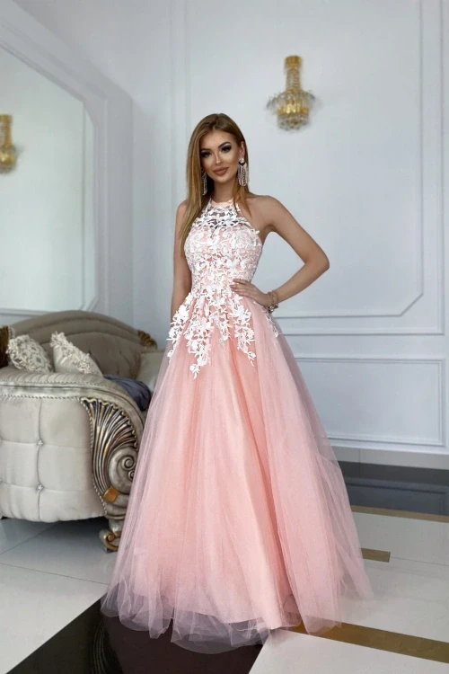 Sukienka maxi lolita brzoskwiniowa