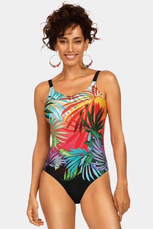 Strój jednoczęściowy na duży biust floral f216/864