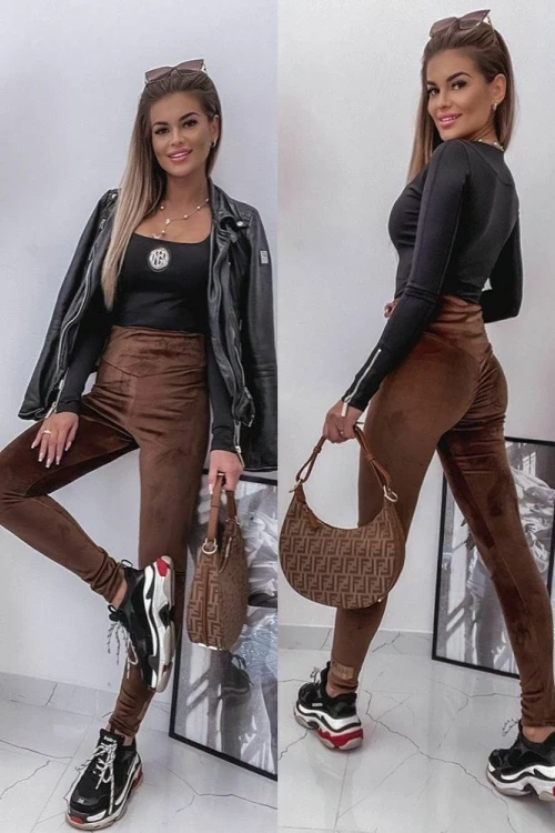 My luxe / welurowe legginsy chocolate