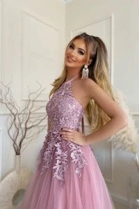 Sukienki - Wrzosowa sukienka maxi lolita