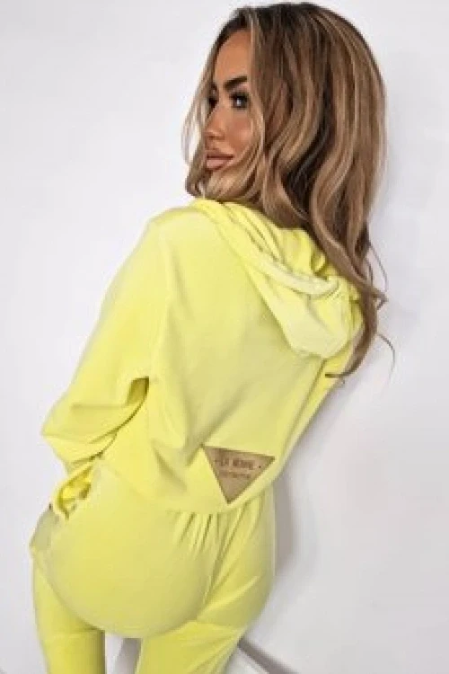 Komplet dresowy welurowy bananowy velvet zips n387