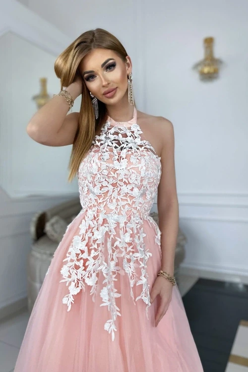 Sukienka maxi lolita brzoskwiniowa