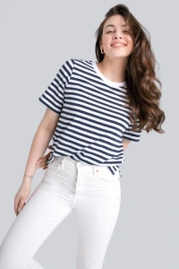 Nowości - T-shirt miss marine navy stripes