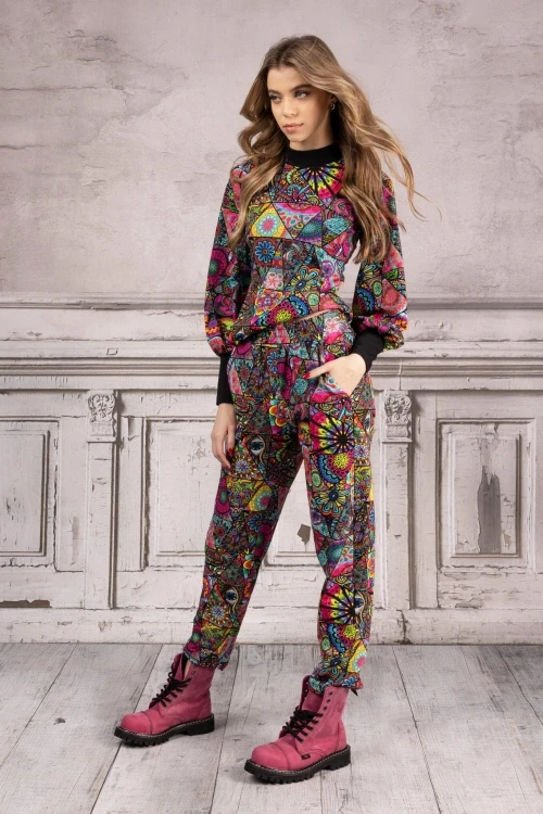 Spodnie lune "patchwork" kolorowe