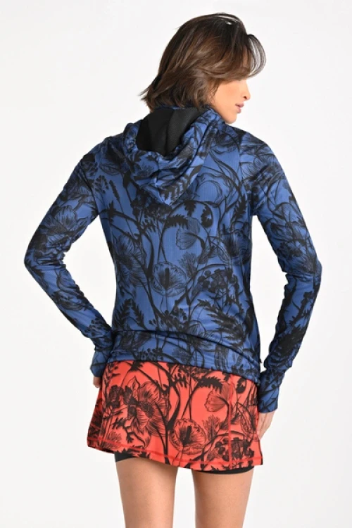 Bluza rozpinana premium z kapturem ornamo flower navy