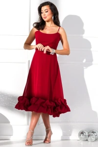 Sukienki - Helen claret - sukienka midi na ramiczka z drapowaniem