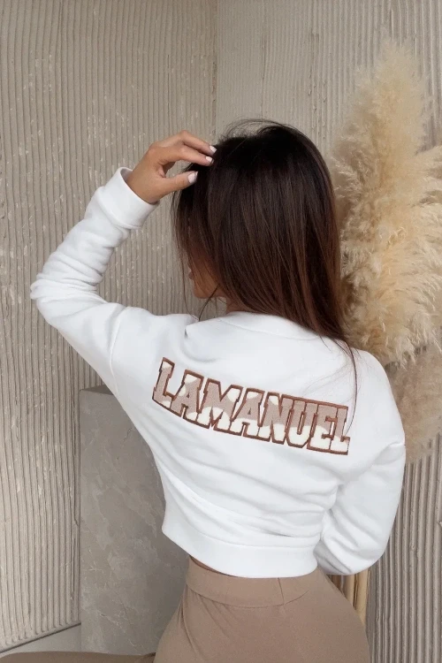 Bluza college lamaneul ecru