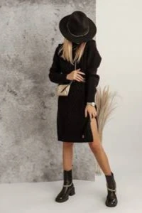 E-mikos - Sweterkowa sukienka cocomore z półgolfem czarna