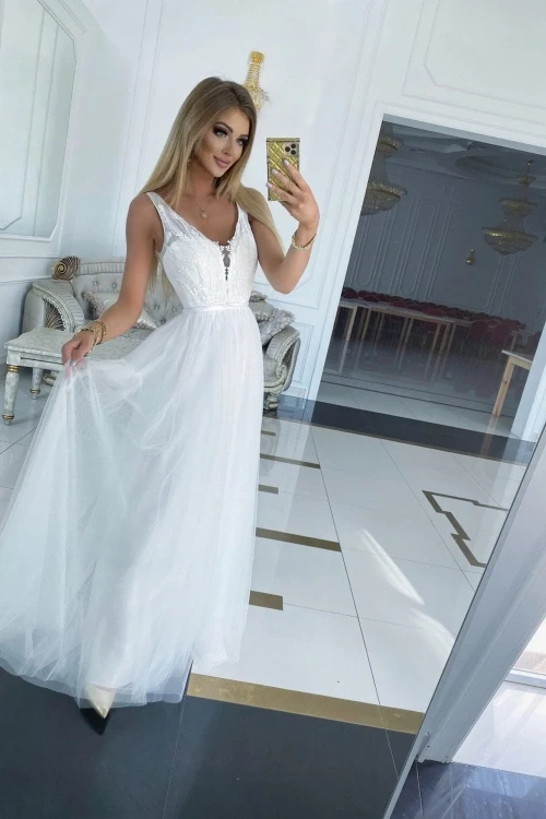 Biała sukienka maxi greta