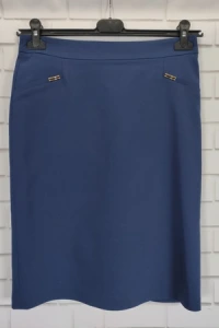 Spódnice - Bb klasyczna spdnica na suwak dugo do kolana prosta elegancka owkowa granatowa (026)
