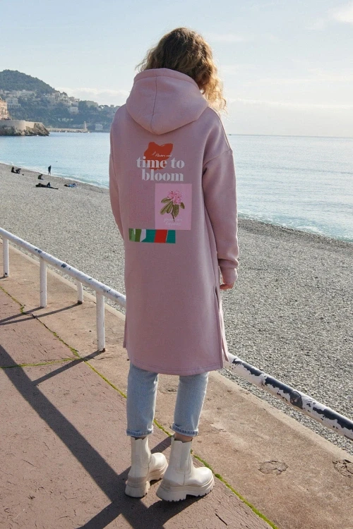 Longline hoodie Time To Bloom