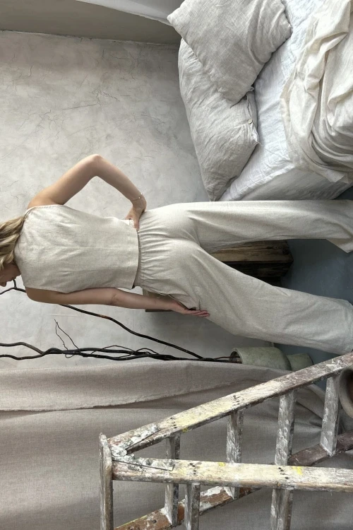 Szerokie lniane spodnie oh culotte