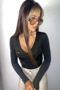 Charlottefashion.pl - Body z długim rękawem czarne unique l352