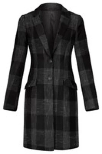 Modny płaszcz damski 5506 czarną w kratę
