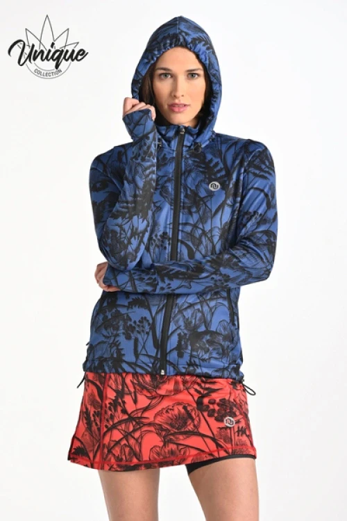 Bluza rozpinana premium z kapturem ornamo flower navy