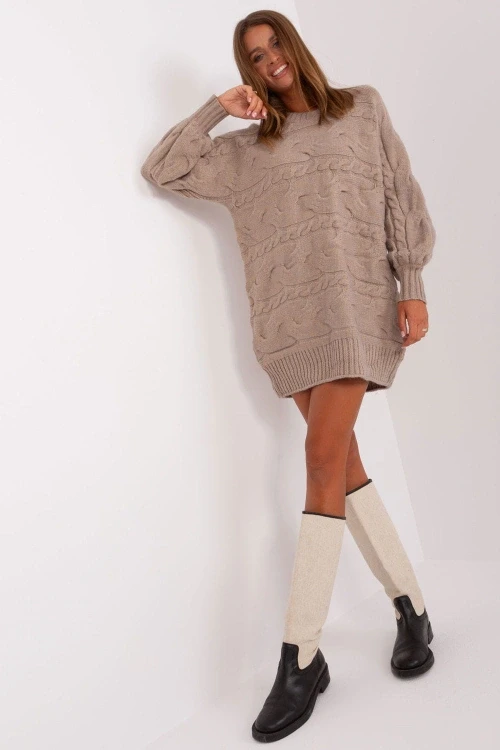 Sweter damski model at-sw-2367.76p dark beige - at
