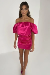 Sukienki - Akali - satynowa sukienka w kolorze różowym