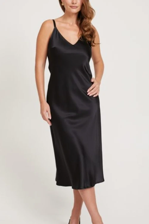 Jedwabna czarna sukienka slip dress Gaia