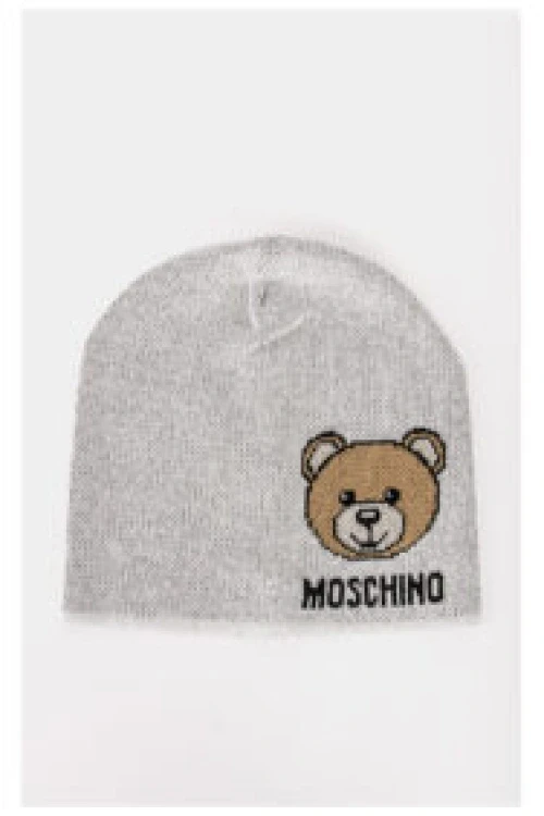 Czapka moschino z lureksową nicią szara