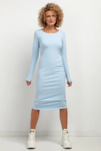 Nowości - Sukienka dresowa midi błękitna te377