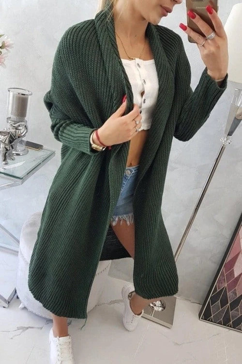 Sweter z rękawami typu nietoperz khaki 2019t13