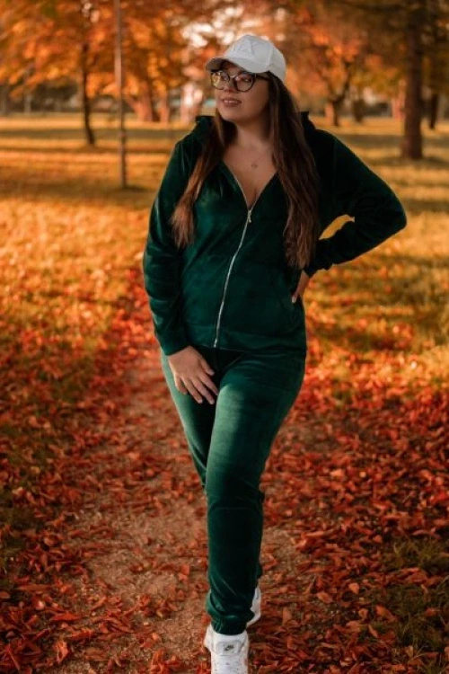 Bluza welurowa rozpinana unisex butelkowa zieleń oeko-tex 100