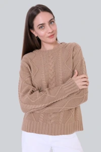 Swetry - Sweter miss lovely camel