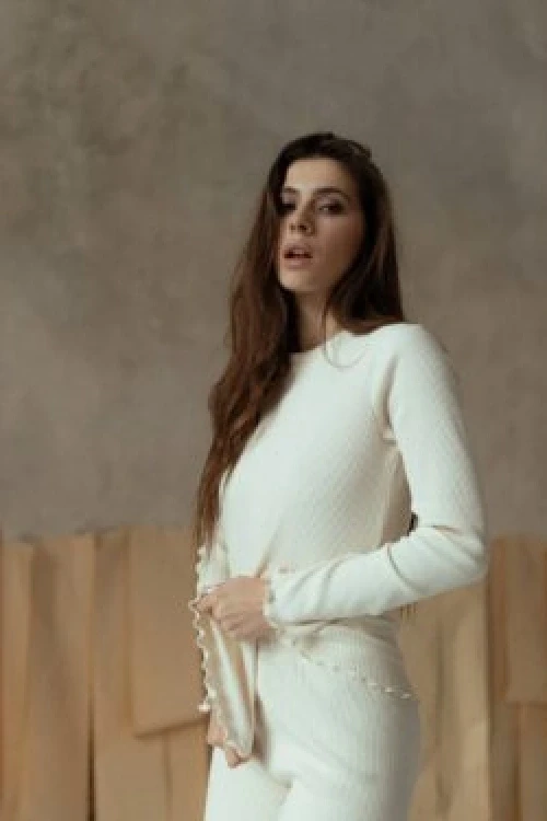 Otto comfy longsleeve creamy-beżowy w prążek r. m