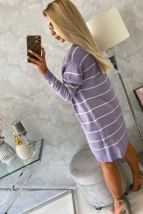 Sweter kardigan w paski fioletowy 2020t1