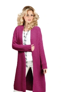 Swetry - Mikos długi kardigan sweter z długim rękawem 707 fuksja