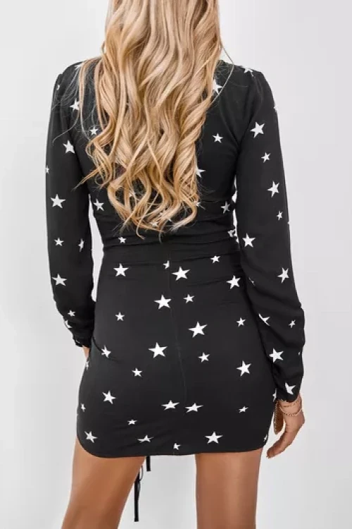 Czarna sukienka mini mikka stars
