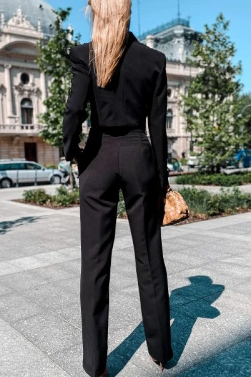 Eleganckie spodnie w kant proste nogawki czerń