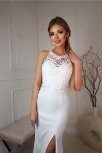 E-stil.pl - Biała sukienka maxi helena slim