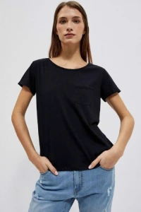 T-Shirty - Czarny t-shirt basic z kieszonk moodo