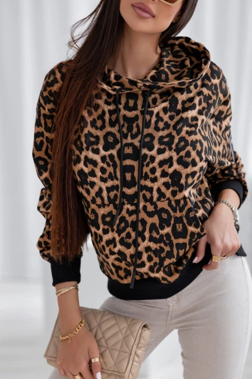 Bluza kangurek o wzorze zwierzęcym pantera