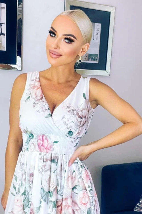 Sukienka maxi kwiaty alisa ecru