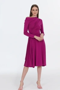 Naoko-store.pl - Sukienka infinity midi z długim rękawem viva magenta