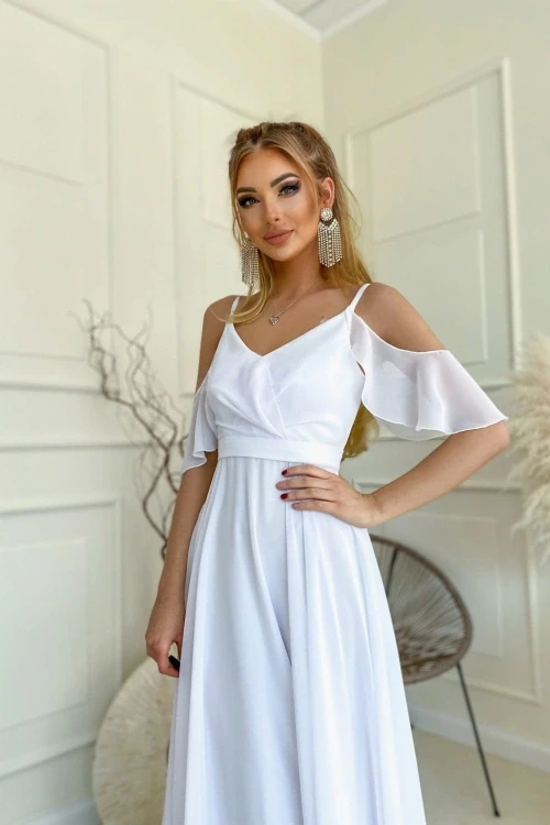 Biała sukienka maxi moly