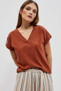 Yups.pl - Brzowy t-shirt z dekoltem w serek moodo