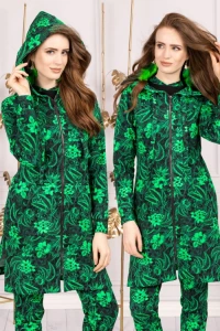 Vippidesign - Bluza duga rozpinana z rozporkami "sakura" green
