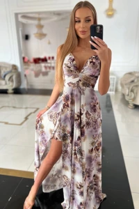 E-stil.pl - Sukienka maxi kwiaty ecru 2 doriana