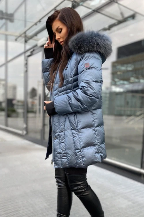 Niebieska kurtka puchowa z jenotem blue jeans dankof.dk