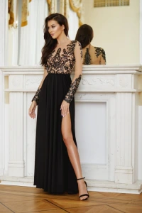 Sukienki - Sofia - czarna długa suknia maxi