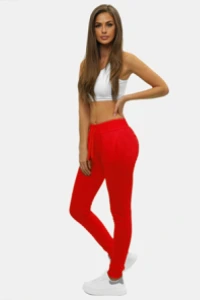 Spodnie dresowe - Spodnie dresowe damskie czerwone ozonee js/ck01z